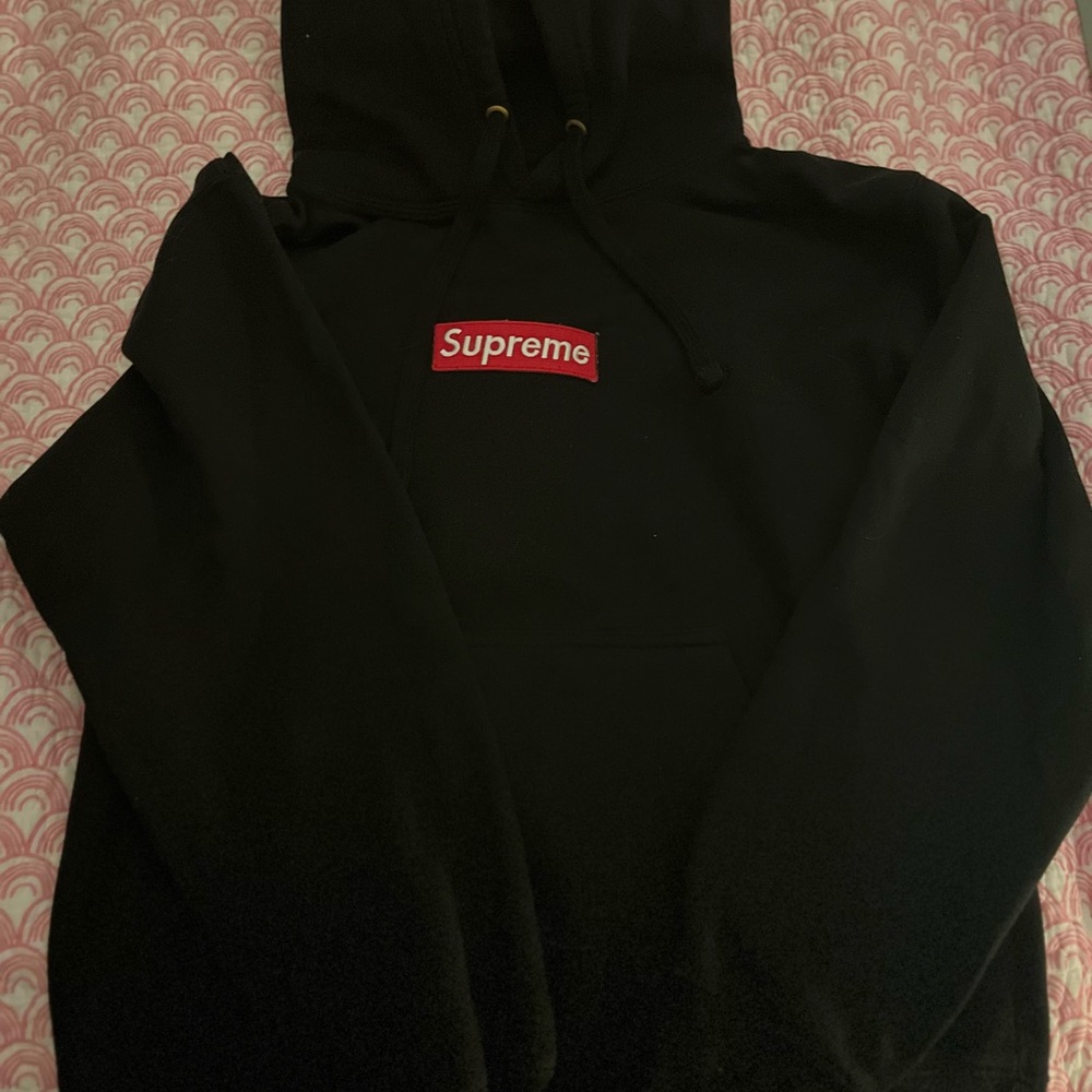 Supreme Black Hoodie with Red Logo